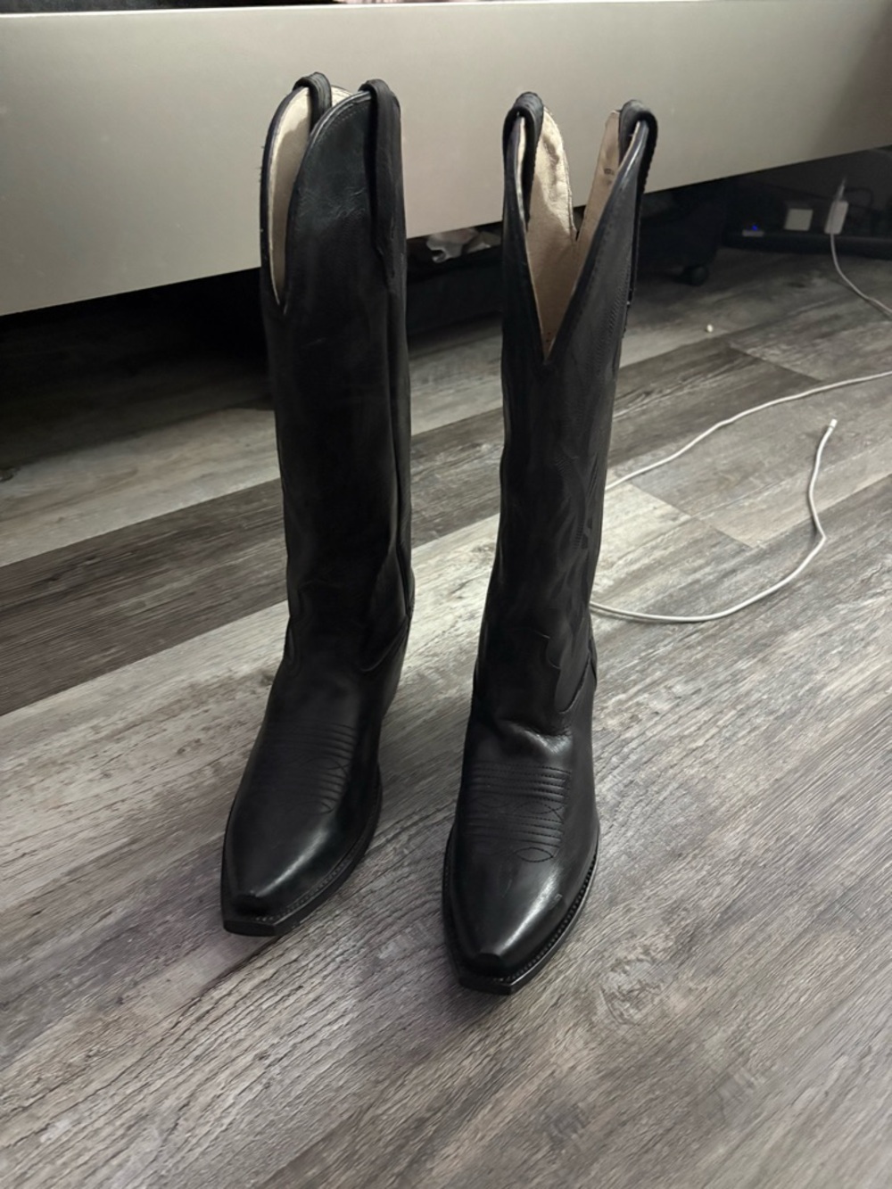 freebird Black Leather Pointed-Toe Western Boots
